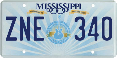 MS license plate ZNE340