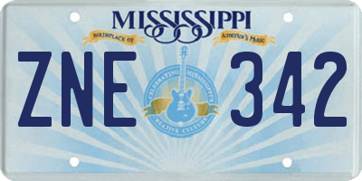 MS license plate ZNE342