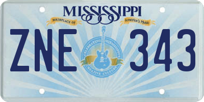 MS license plate ZNE343