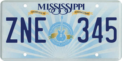 MS license plate ZNE345
