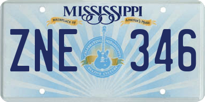 MS license plate ZNE346