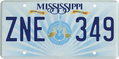 MS license plate ZNE349