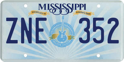 MS license plate ZNE352