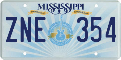 MS license plate ZNE354