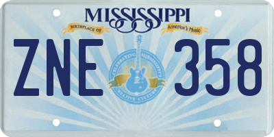 MS license plate ZNE358
