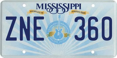 MS license plate ZNE360