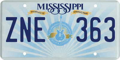 MS license plate ZNE363
