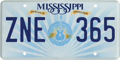 MS license plate ZNE365