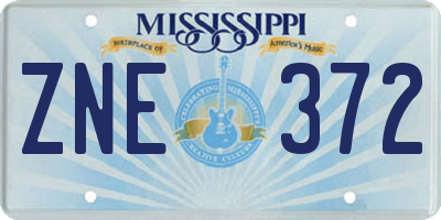 MS license plate ZNE372