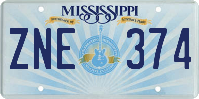 MS license plate ZNE374