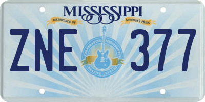 MS license plate ZNE377