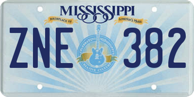 MS license plate ZNE382