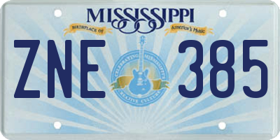 MS license plate ZNE385