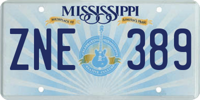 MS license plate ZNE389