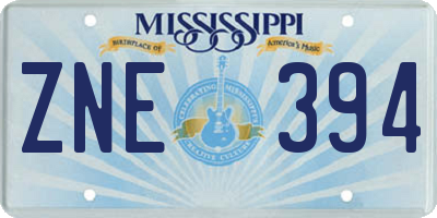 MS license plate ZNE394