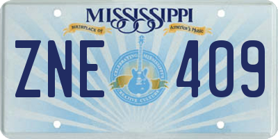 MS license plate ZNE409