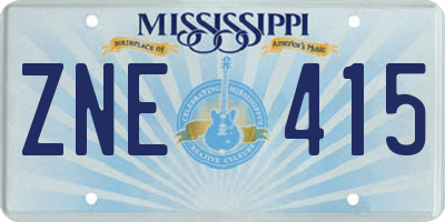 MS license plate ZNE415