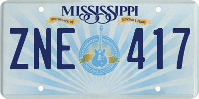 MS license plate ZNE417