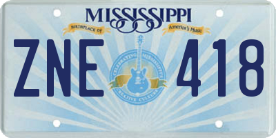 MS license plate ZNE418