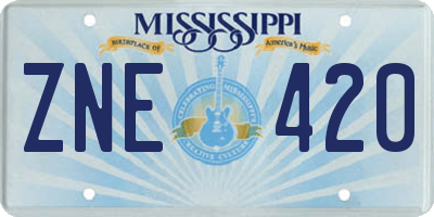 MS license plate ZNE420