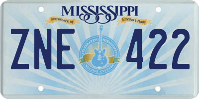 MS license plate ZNE422