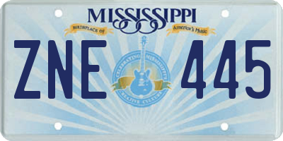 MS license plate ZNE445