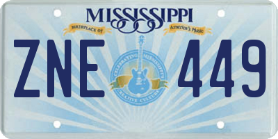 MS license plate ZNE449