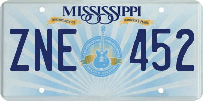 MS license plate ZNE452