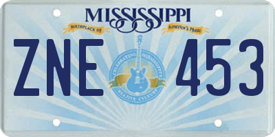 MS license plate ZNE453