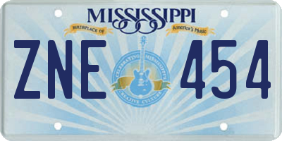 MS license plate ZNE454