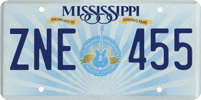 MS license plate ZNE455