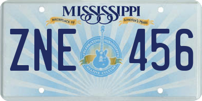 MS license plate ZNE456