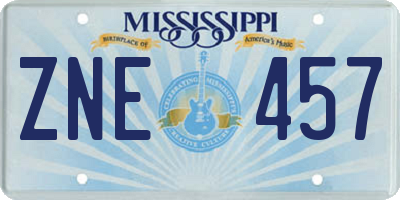 MS license plate ZNE457
