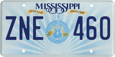 MS license plate ZNE460