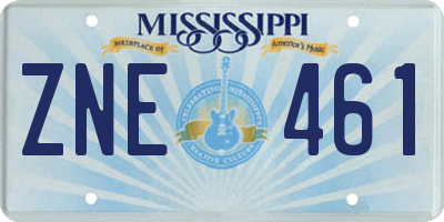 MS license plate ZNE461