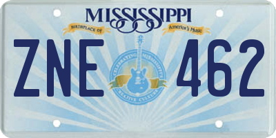MS license plate ZNE462