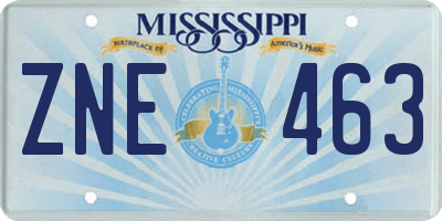 MS license plate ZNE463