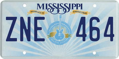MS license plate ZNE464