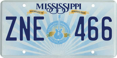 MS license plate ZNE466