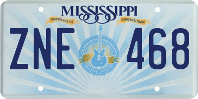 MS license plate ZNE468