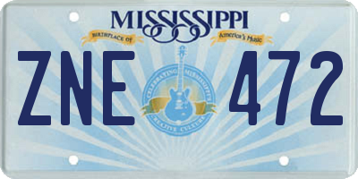MS license plate ZNE472