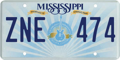 MS license plate ZNE474