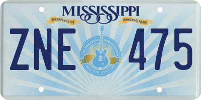 MS license plate ZNE475