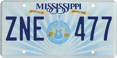 MS license plate ZNE477