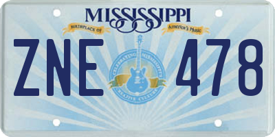 MS license plate ZNE478