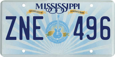 MS license plate ZNE496
