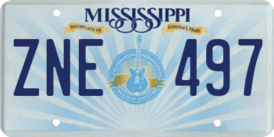 MS license plate ZNE497