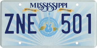 MS license plate ZNE501