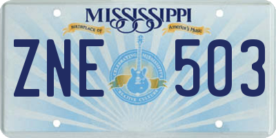 MS license plate ZNE503