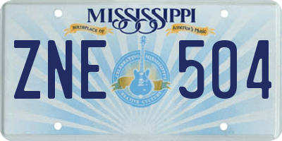 MS license plate ZNE504